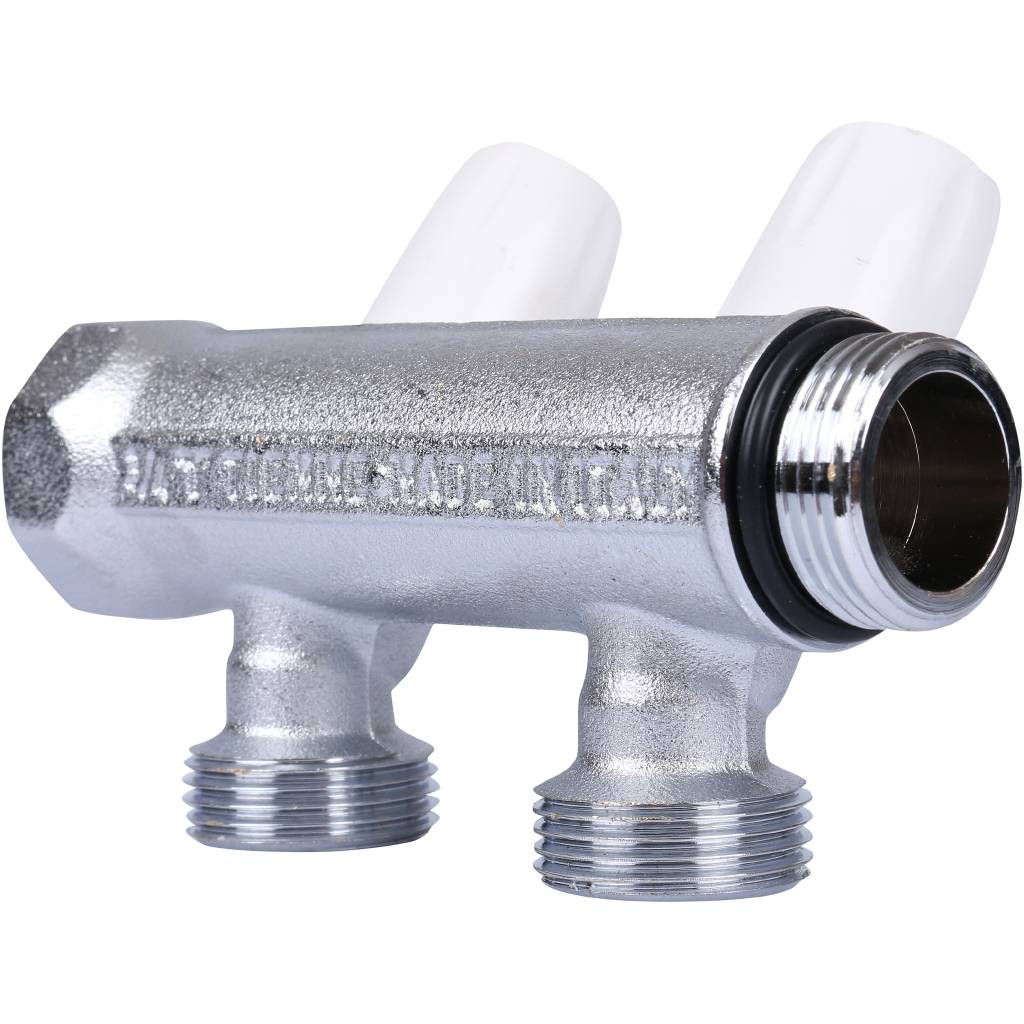 Коллектор с регулировочными вентилями TIEMME 3/4 х1/2 на 3 выхода (хром.)