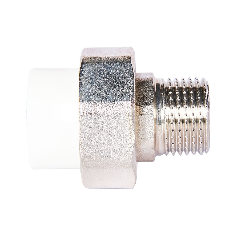Муфта комбинированная Pro Aqua d=20-1/2 PP-R разъемная (американка) УСИЛЕННАЯ НР Белая, PA21008S