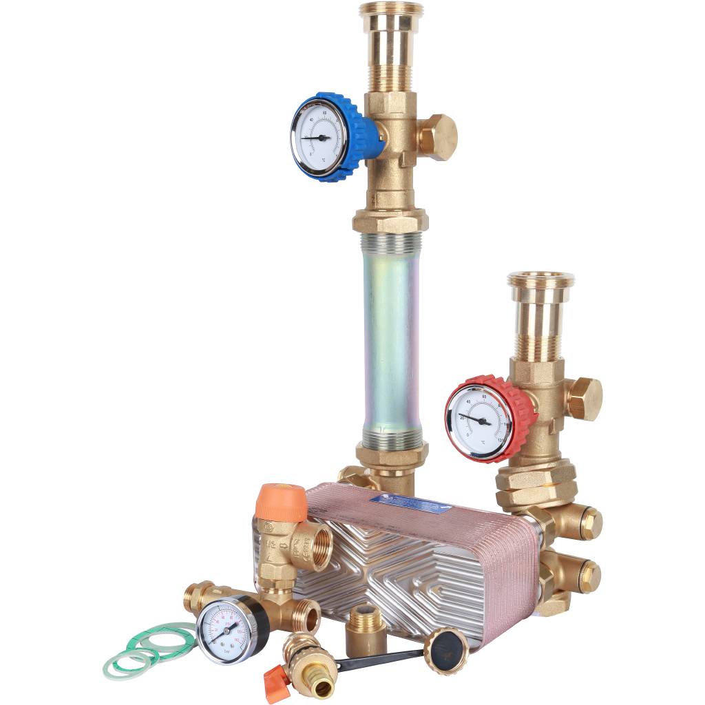 Насосная группа STOUT SDG-0038 с теплообменником 34 пластины, без насоса в теплоизоляции, SDG-0038-342501