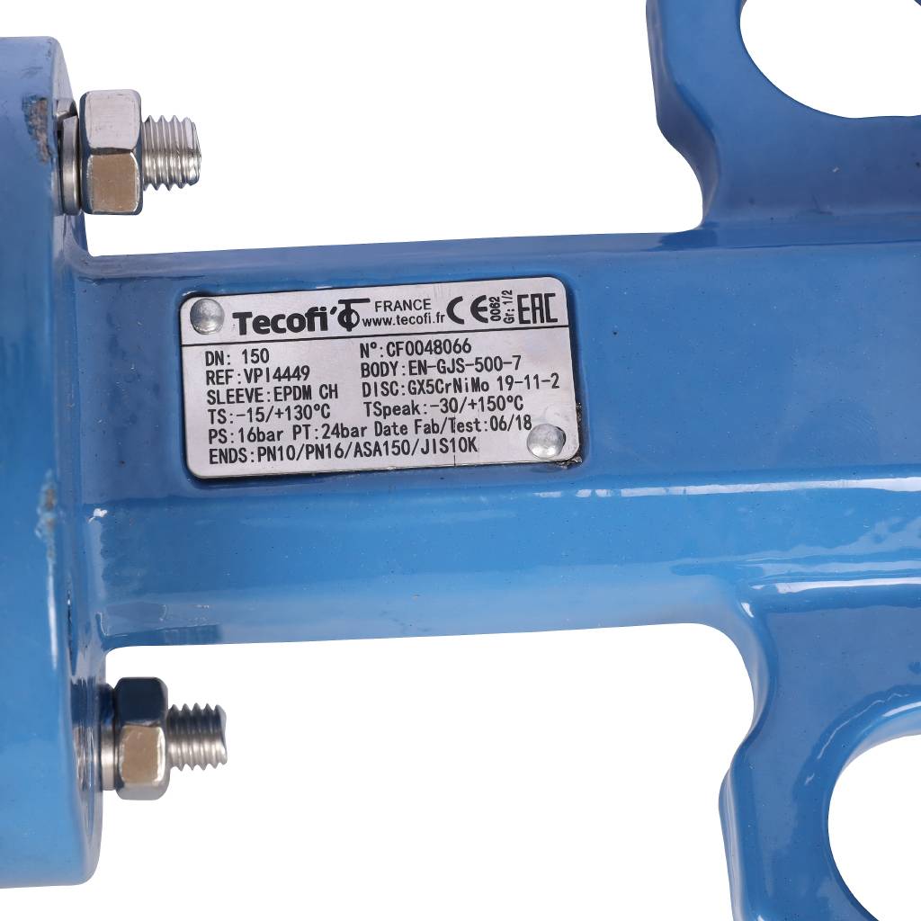 *VPI4449-02EP0150 Tecofi Затвор дисков.поворотный, корпус ковкий чугун, диск нж сталь VPI4449 Ду150 Ру16 EP, VPI4449-02EP0150