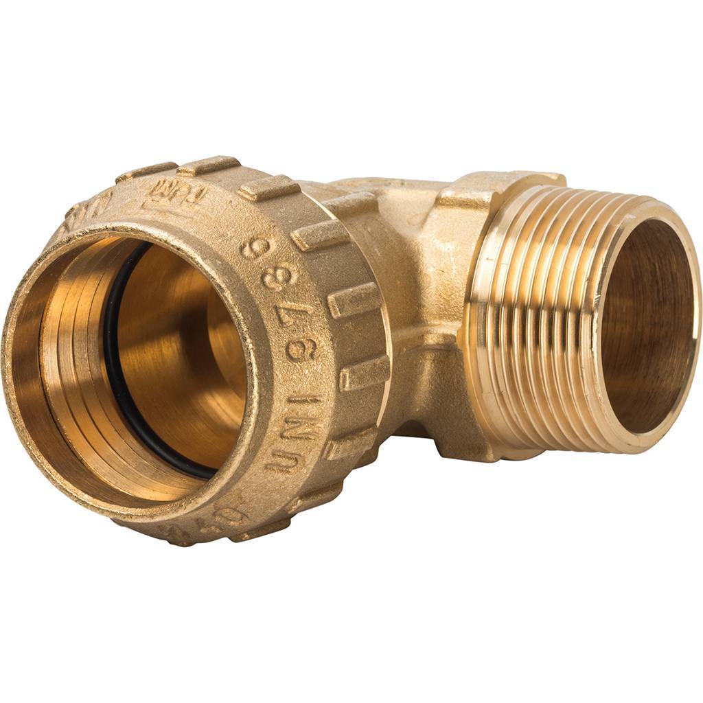 Угольник TIEMME с наружной резьбой 40х1 1/4 для труб ПНД винтовой, 3400044