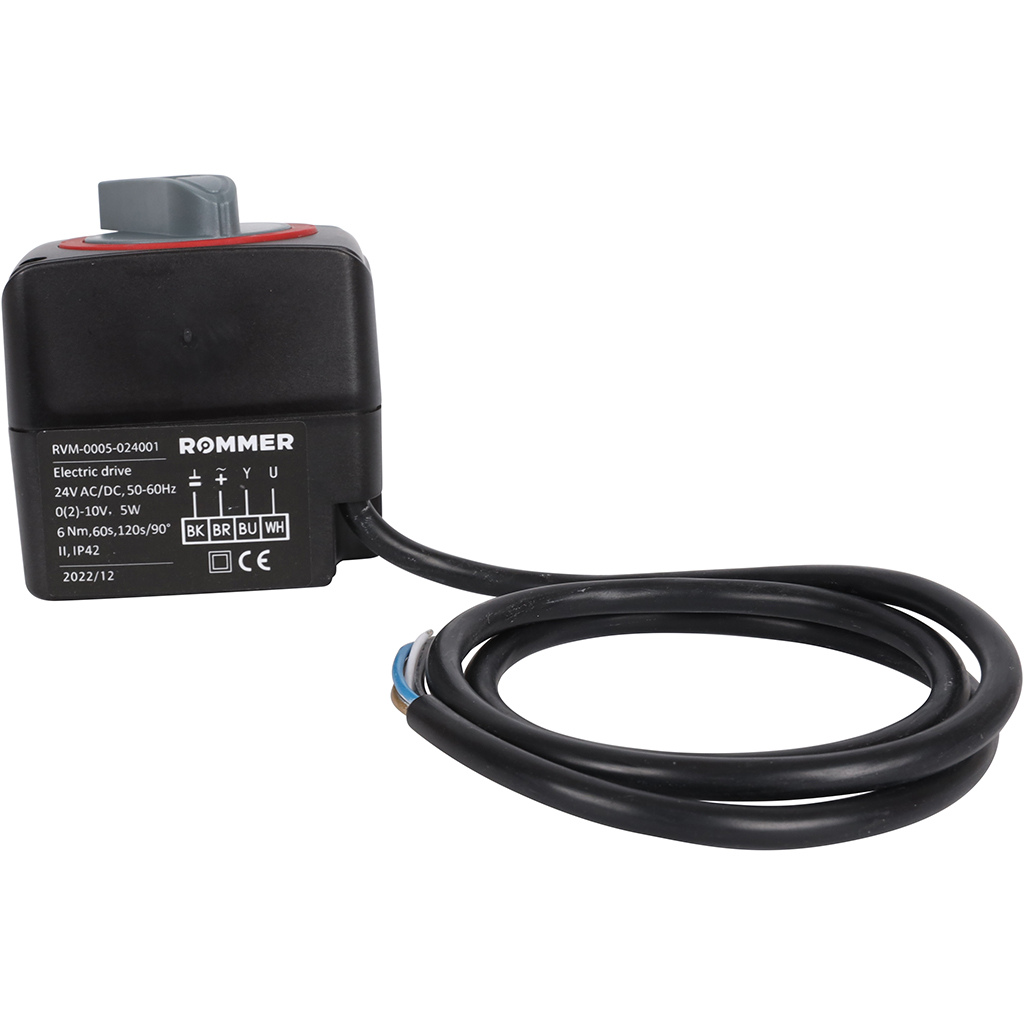 Сервопривод ROMMER 24V c регулировкой по сигналу 0-10V, 60s, 120s/90°, RVM-0005-024001