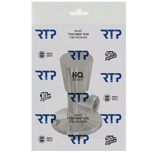 Вентиль угловой удлиненный, латунь 1/2х1/2, еврослот, хромированный, РТП