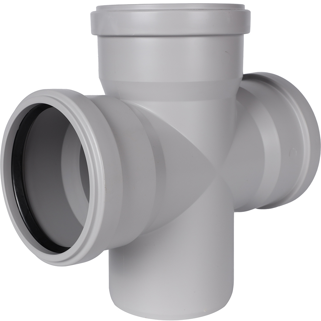 Крестовина одноплоскостная канализационная бесшумная STOUT D110х110х110/ 87,5°, SKB-0018-011087