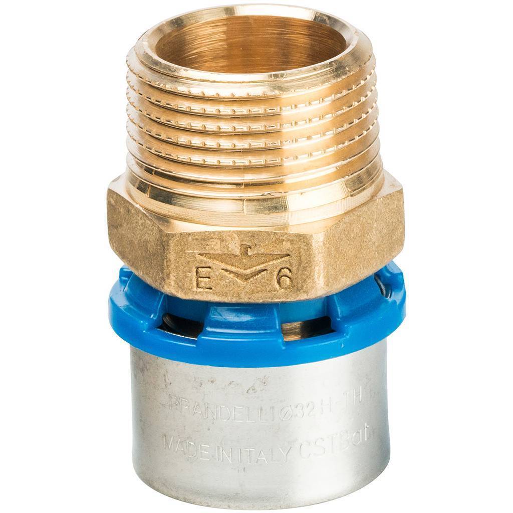 Муфта Prandelli Multyrama с нар.рез.(32х3)х1 профиль H, TH, U для металлопластиковых труб прессовой, 509.01.13.2