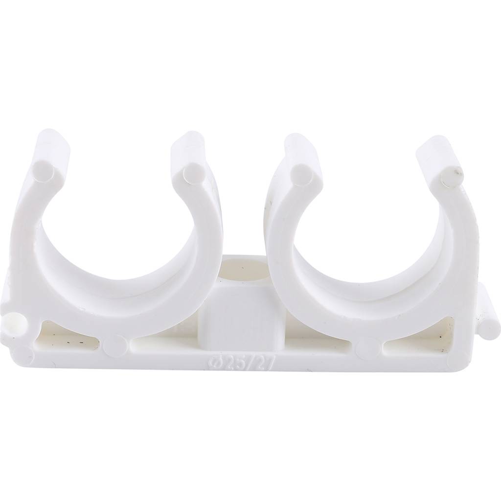 Двойное крепление Kalde d=25 для полипропиленовых труб под сварку (цвет белый), 3592-bck-252700