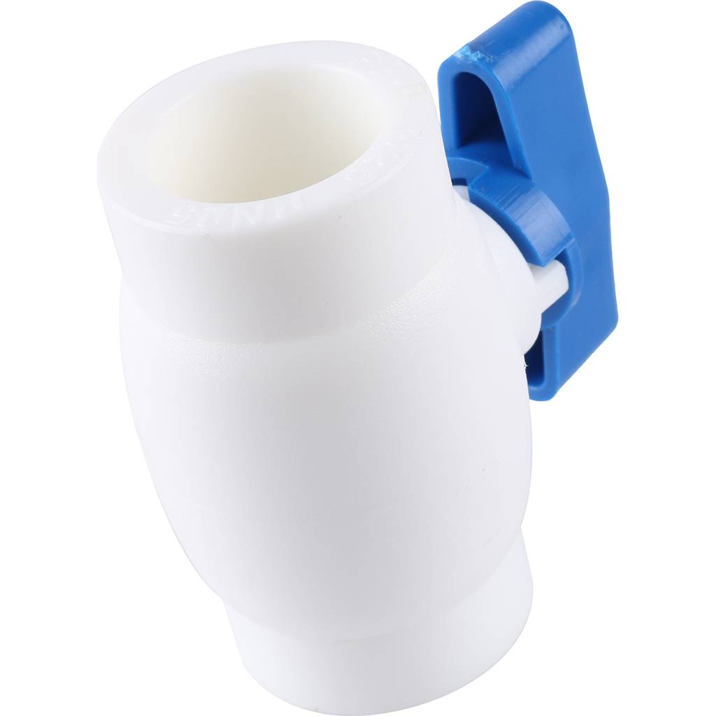 Мини-кран шаровой Kalde с синей ручкой для полипропиленовых труб d=25 для полипропиленовых труб под сварку (цвет белый)
