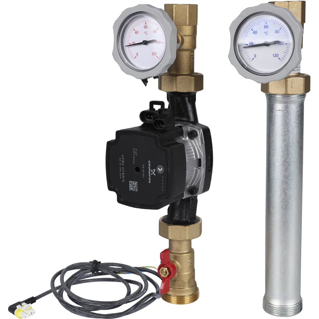 Насосная группа Meibes V-UK 1 с насосом Grundfos UPM3 Hybrid 25-70, без смес., слева, M66813.36