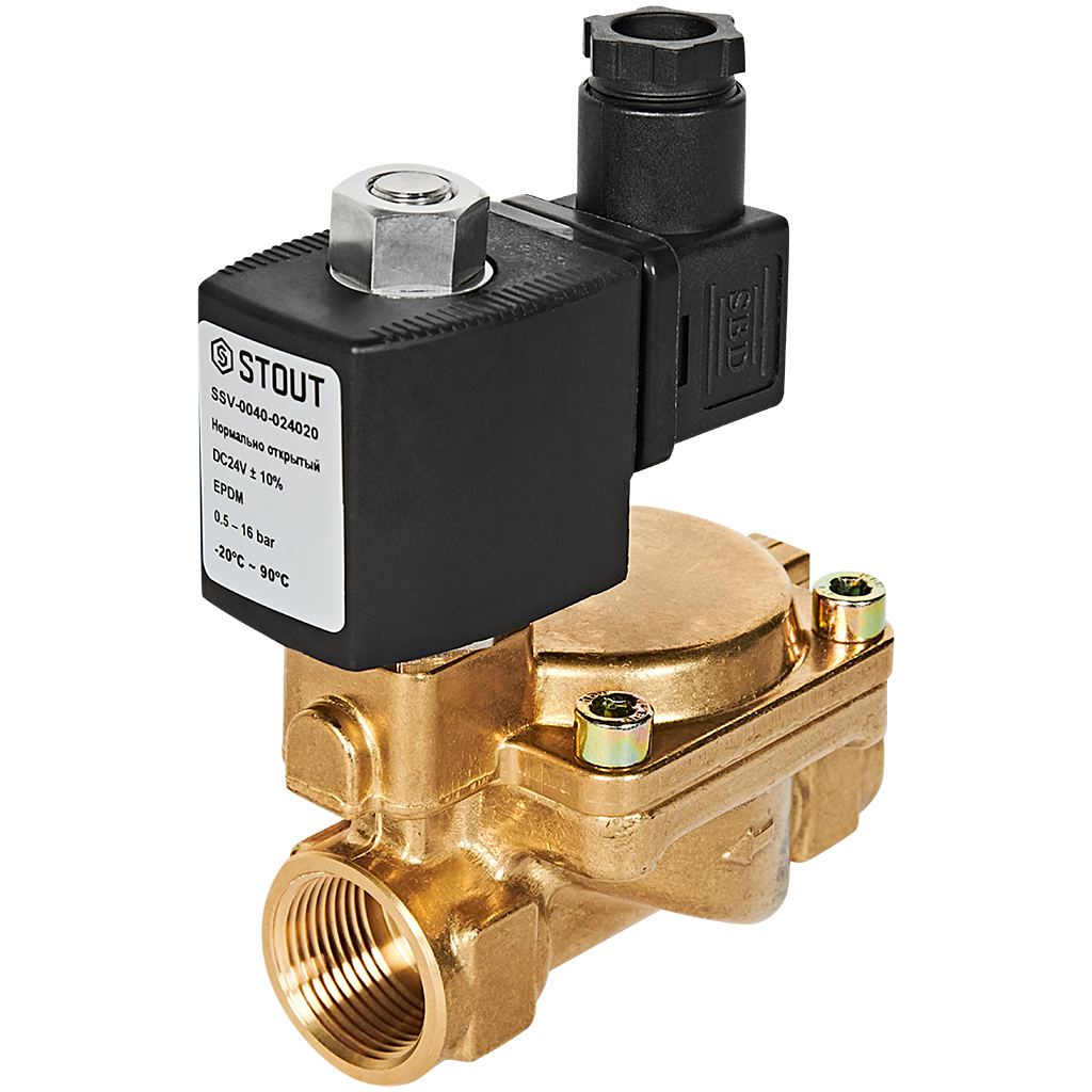 Клапан соленоидный (электромагнитный) STOUT непрямого (пилотного) действия НО 24В G3/4 SSV-0040-024020