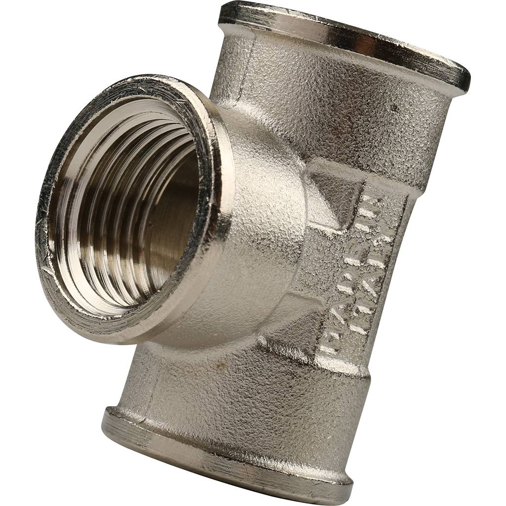 Тройник TIEMME ВВ никелированный 1/2 для стальных труб резьбовой, 1500061