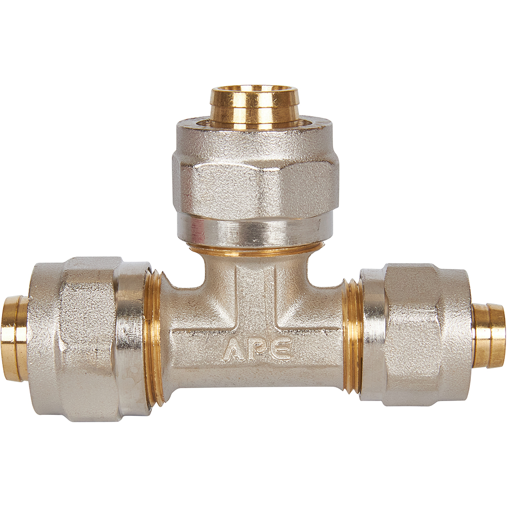 Тройник переходной STOUT 20x20x16 для металлопластиковых труб винтовой, SFS-0010-202016