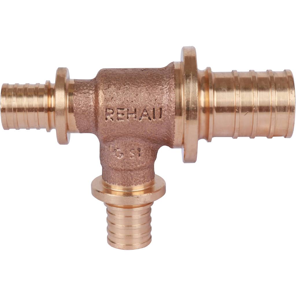 Тройник РЕХАУ RAUTITAN PLATINUM с уменьшенным боковым и торцевым проходами 25-16-16 RX для труб из сшитого полиэтилена аксиальный