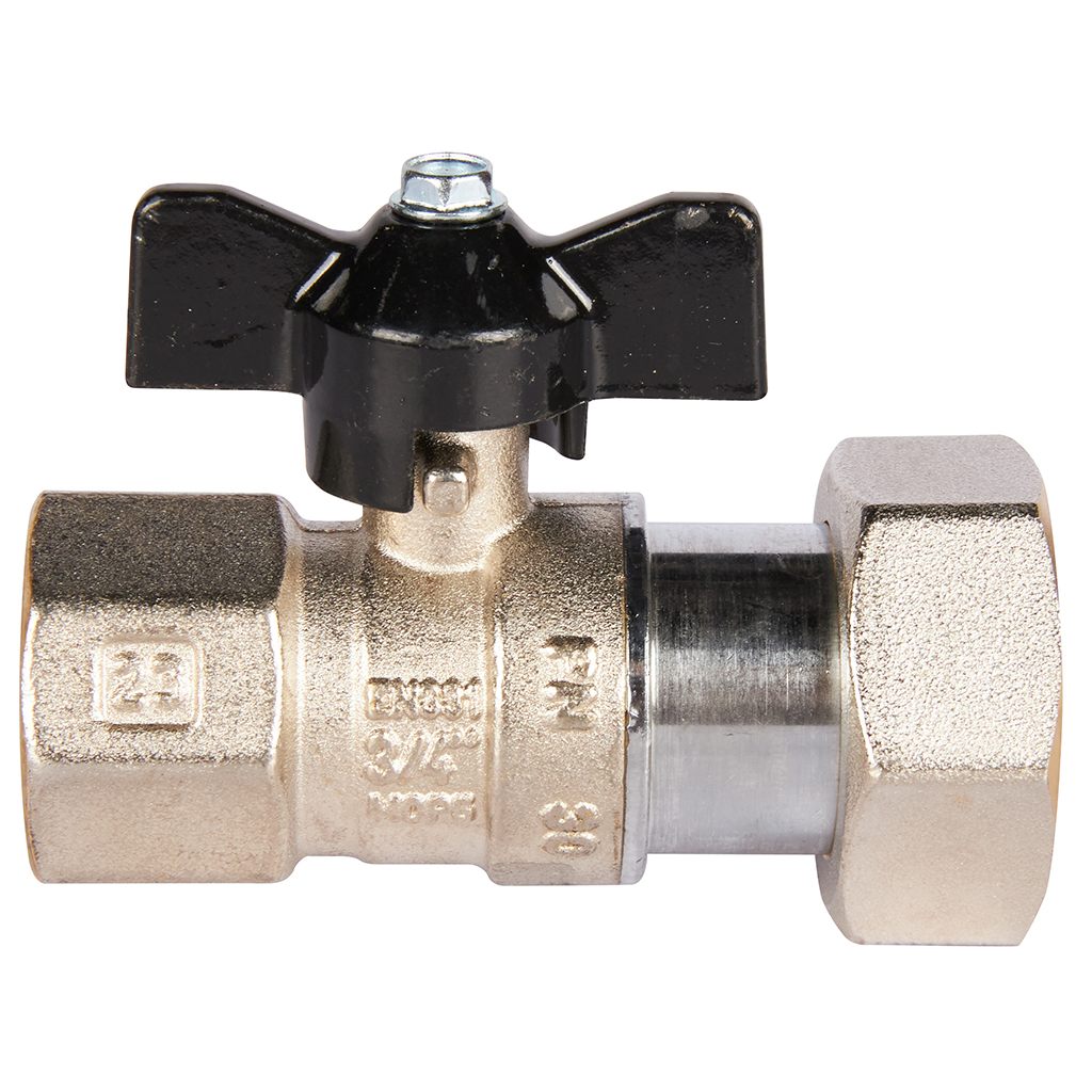 Кран шаровой STOUT 3/4x1 с накидной гайкой, ВР/накидная гайка, ручка бабочка, SVB-0009-002025