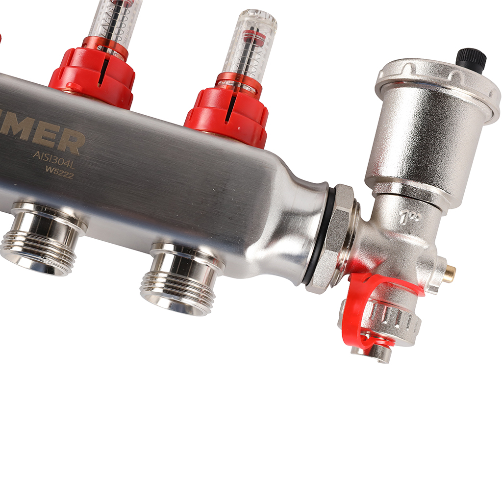 Коллектор из нержавеющей стали в сборе с расходомерами ROMMER 4 выхода, RMS-1210-000004