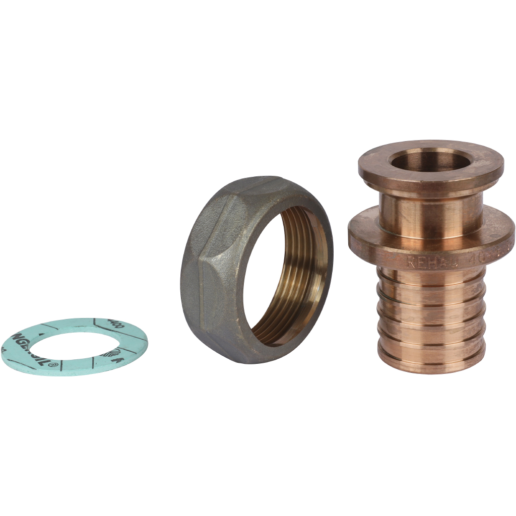 Переходник РЕХАУ RAUTITAN с накидной гайкой 40-G 1 1/2 RX+ для труб из сшитого полиэтилена аксиальный