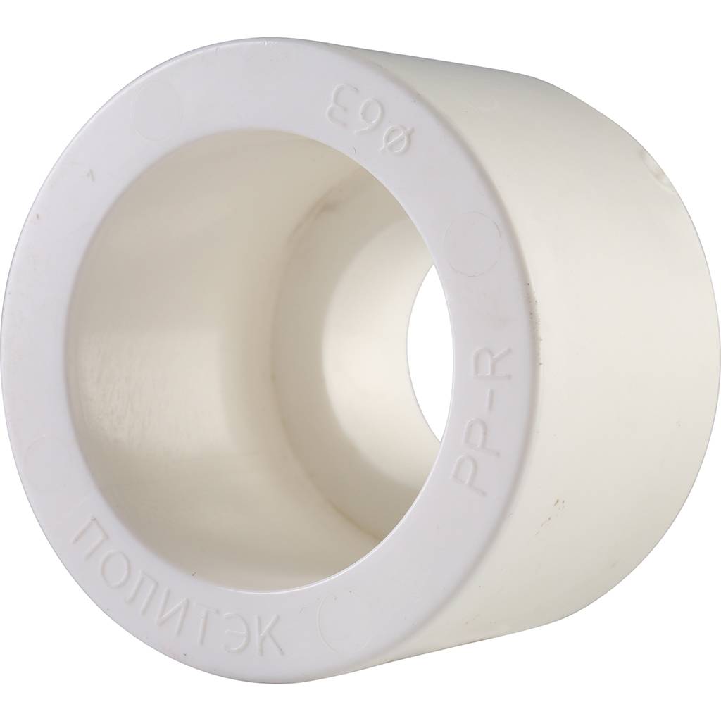 Муфта переходная внутр./наруж. Политэк 63х32 для полипропиленовых труб под сварку (цвет белый)