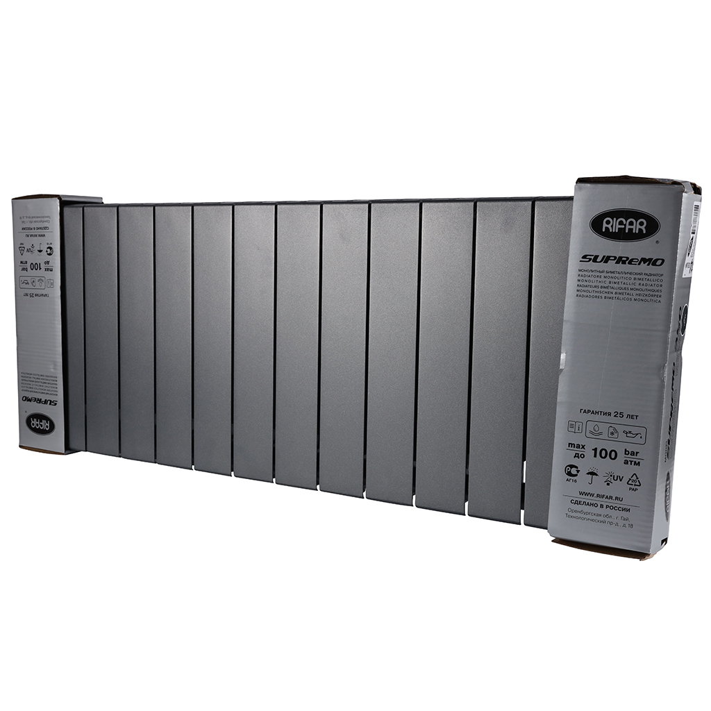 Радиатор биметаллический RIFAR SUPReMO VENTIL 350 SVR 14 секций нижнее правое подключение (Цвет ТИТАН), 4RS35.VR-14-TI
