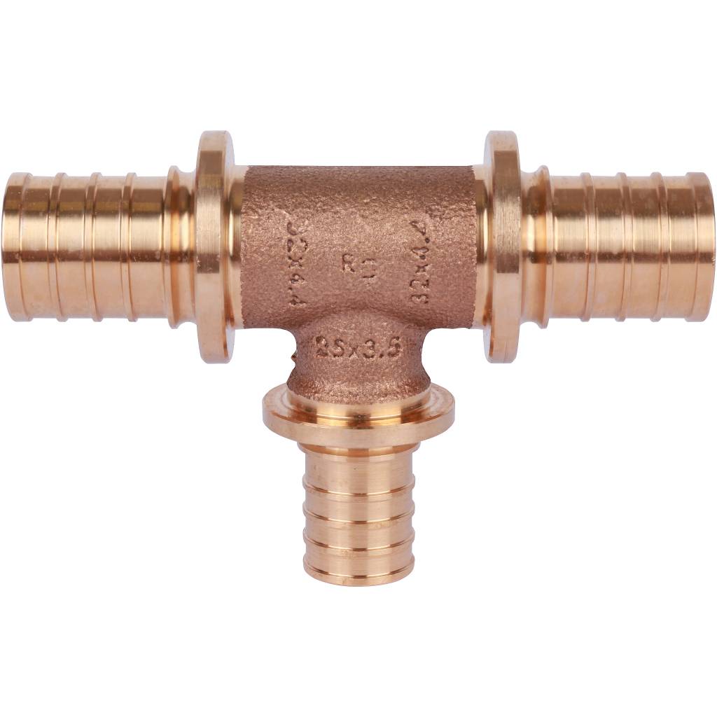 Тройник РЕХАУ RAUTITAN PLATINUM с уменьшенным боковым проходом 32-25-32 RX для труб из сшитого полиэтилена аксиальный, 14564621001