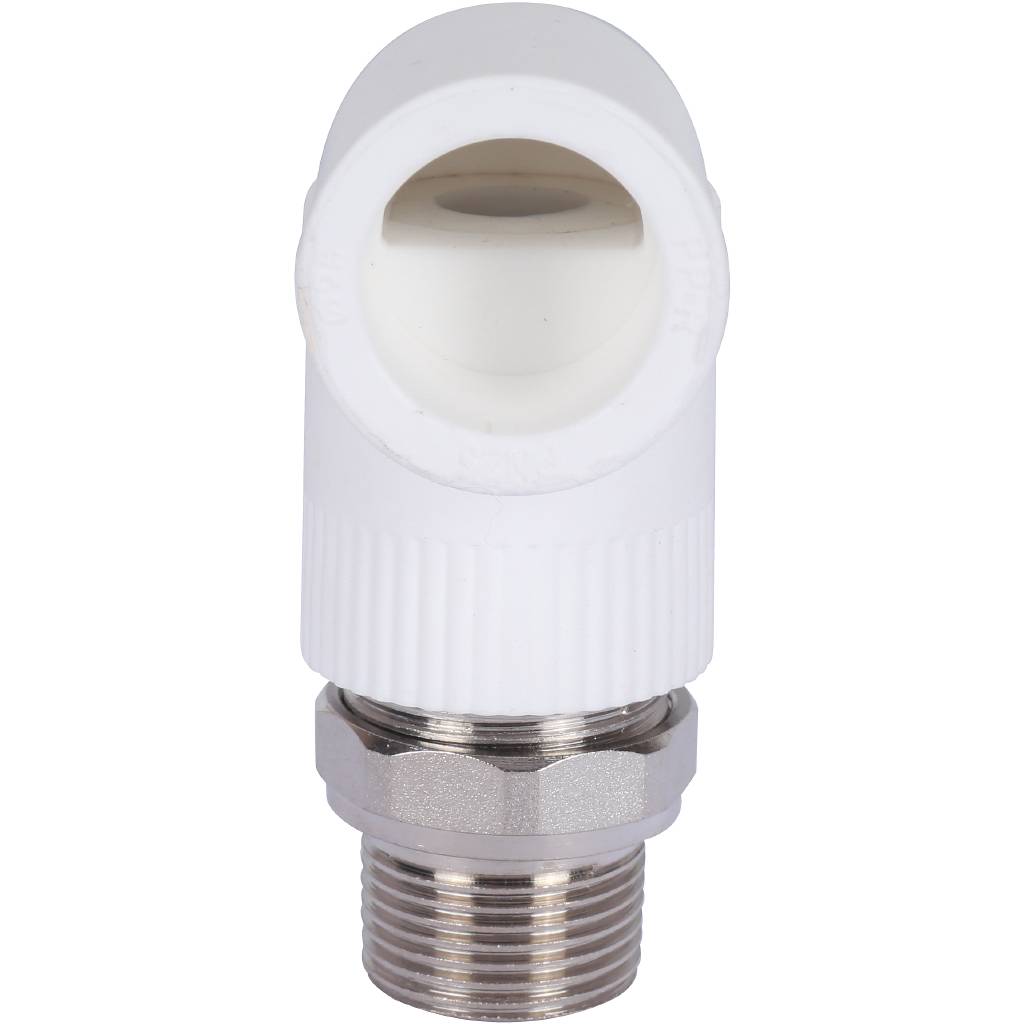 Кран шаровой Политэк 25х3/4 для радиатора угловой для полипропиленовых труб под сварку (цвет белый)