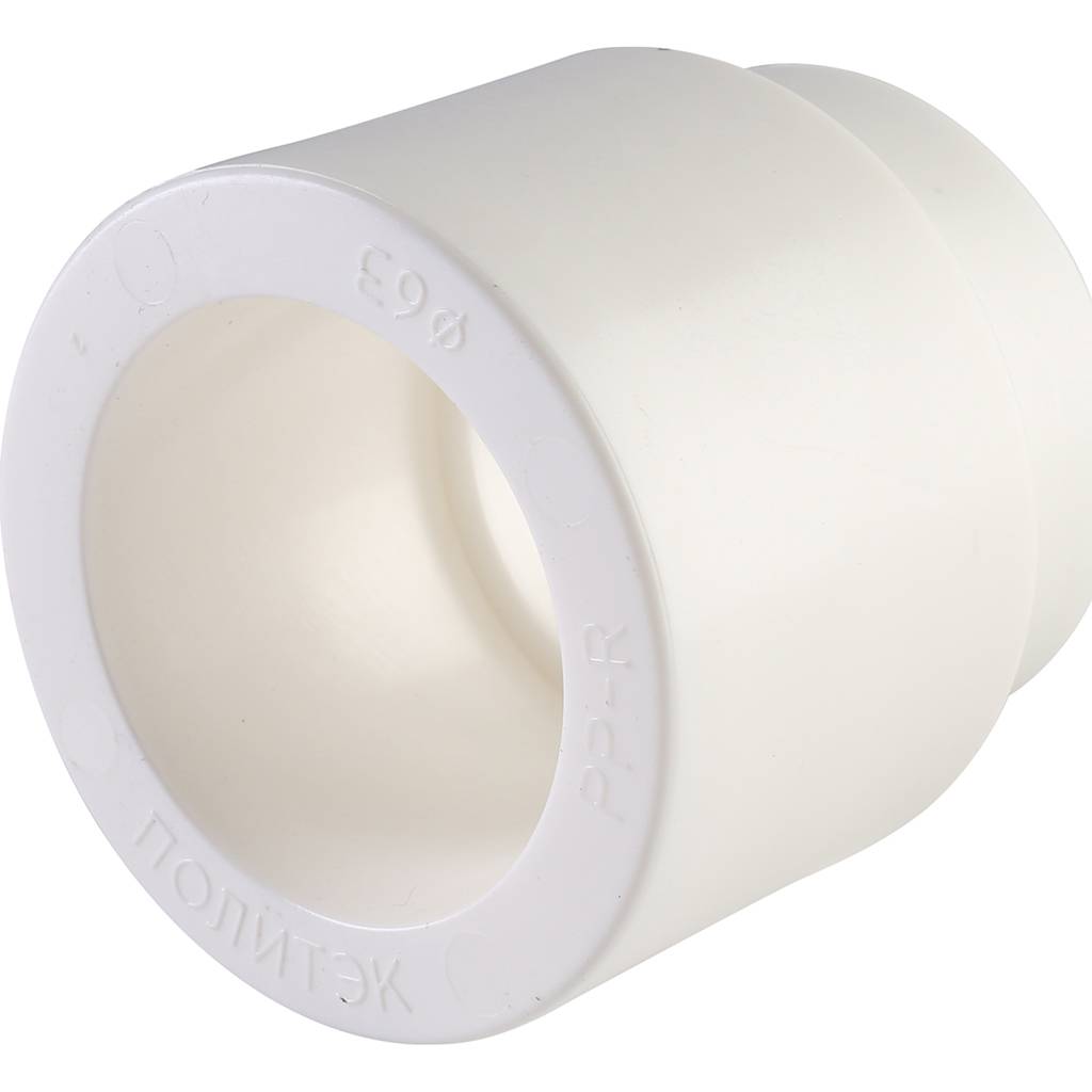 Муфта переходная внутр./наруж. Политэк 63х40 для полипропиленовых труб под сварку (цвет белый), 9200006340