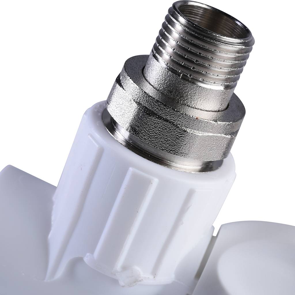 Кран шаровой для радиатора Политэк 20х1/2 угловой для полипропиленовых труб под сварку (цвет белый)