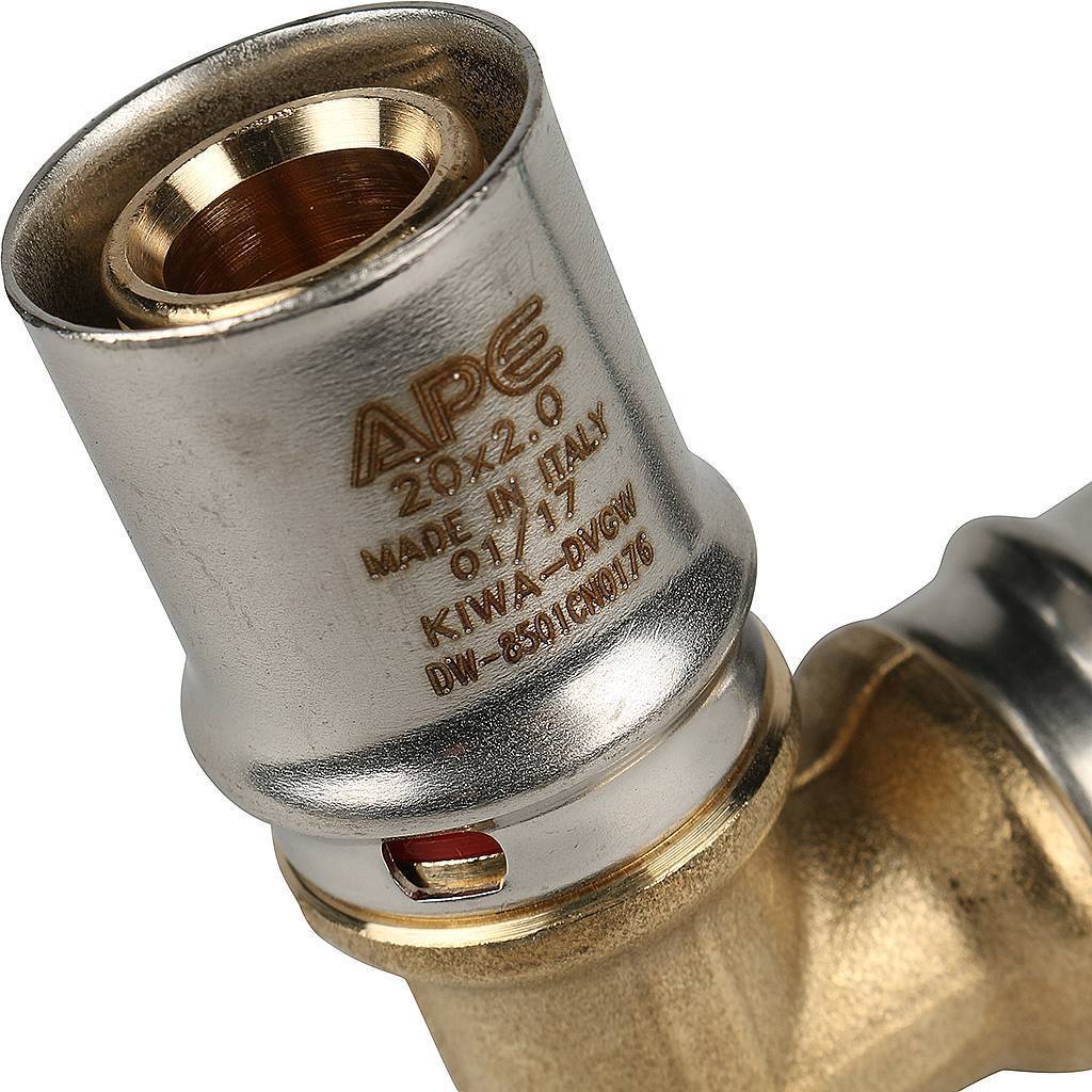 Угольник STOUT  90° 20х20 для металлопластиковых труб прессовой, SFP-0009-002020