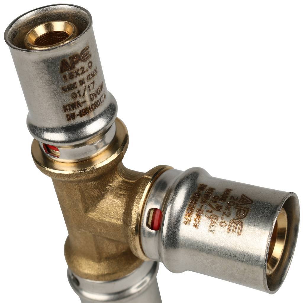 Тройник переходной STOUT 20х20х16 для металлопластиковых труб прессовой, SFP-0005-202016