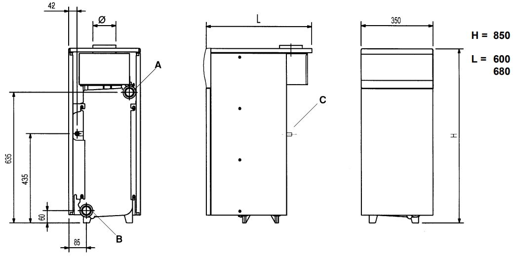 Газовый напольный котел Baxi SLIM 1.230 iN с открытой камерой