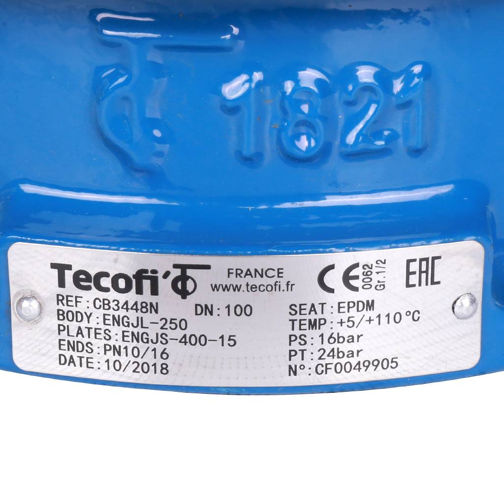 Клапан обратный Tecofi Ду100 Ру16 2/ств межфланцевый из чугуна, CB3448N-EP0100