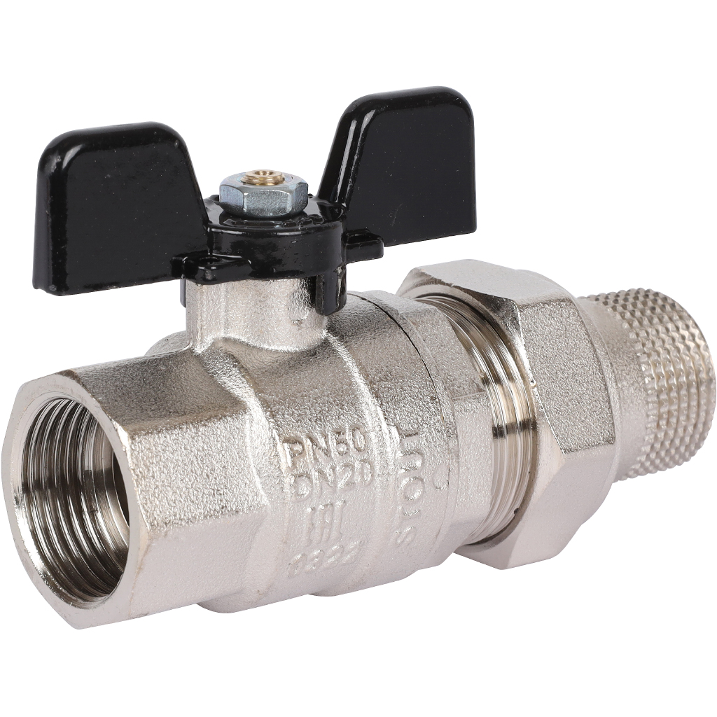 Кран шаровой полнопроходной STOUT ВР/НР, ручка бабочка 3/4, американка, SVB-0007-000020