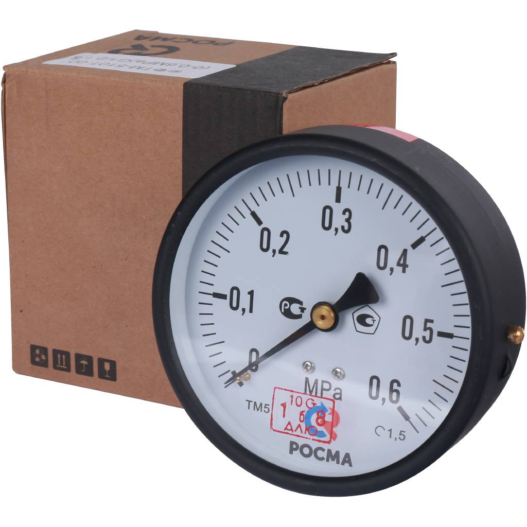 Манометр РОСМА 100 мм 150 градусов 1/2 давление 0.6 МРа ТМ-510Т