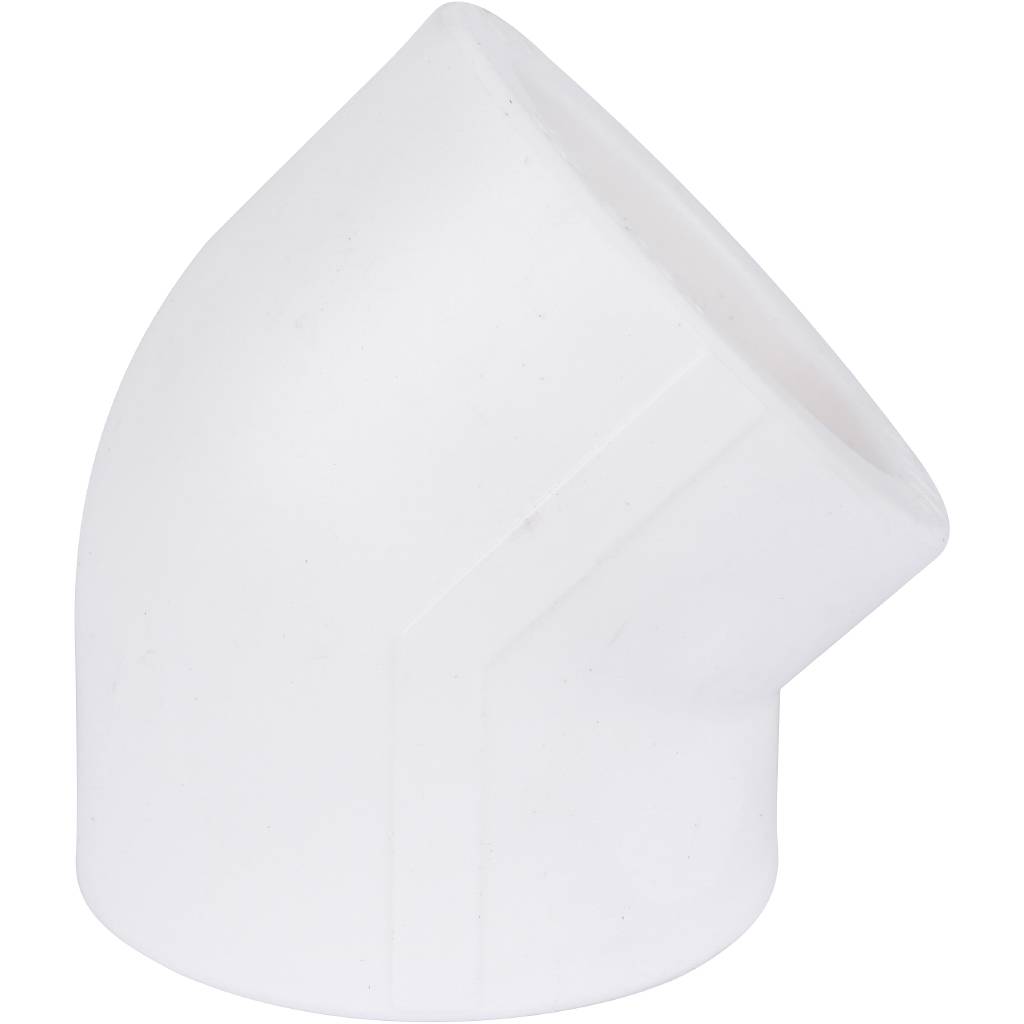 Угольник Kalde d=50 45* для полипропиленовых труб под сварку (цвет белый), R.3212-elb-500045
