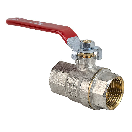 Кран шаровой ручка рычаг, латунь, внутренняя/внутренняя резьба  3/4,PN40 еврослот, никель, РТП