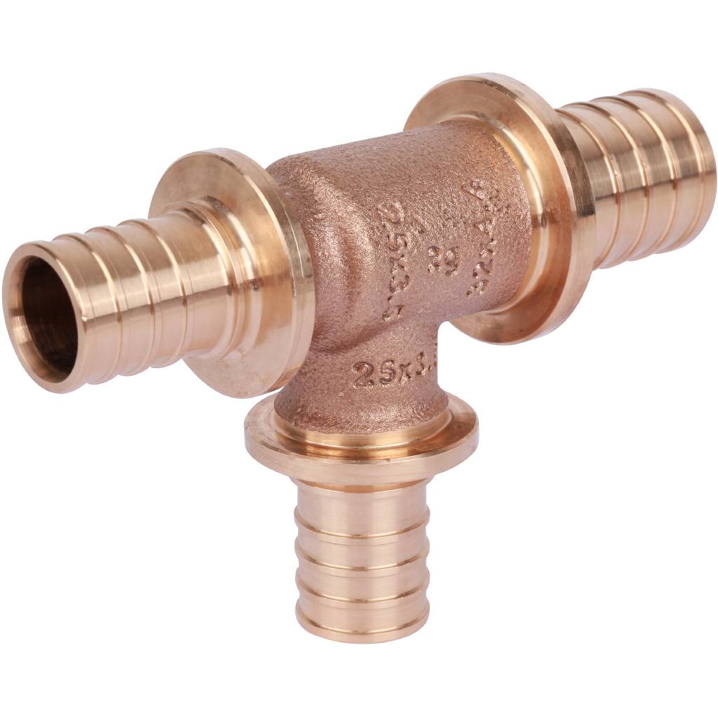 Тройник РЕХАУ RAUTITAN PLATINUM с уменьшенным боковым и торцевым проходами 32-25-25RX для труб из сшитого полиэтилена аксиальный