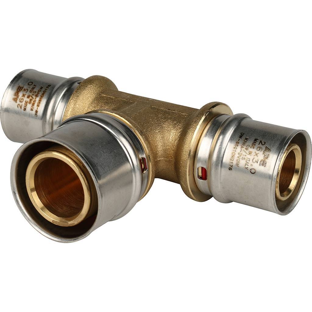 Тройник переходной STOUT 26х32х26 для металлопластиковых труб прессовой, SFP-0005-263226