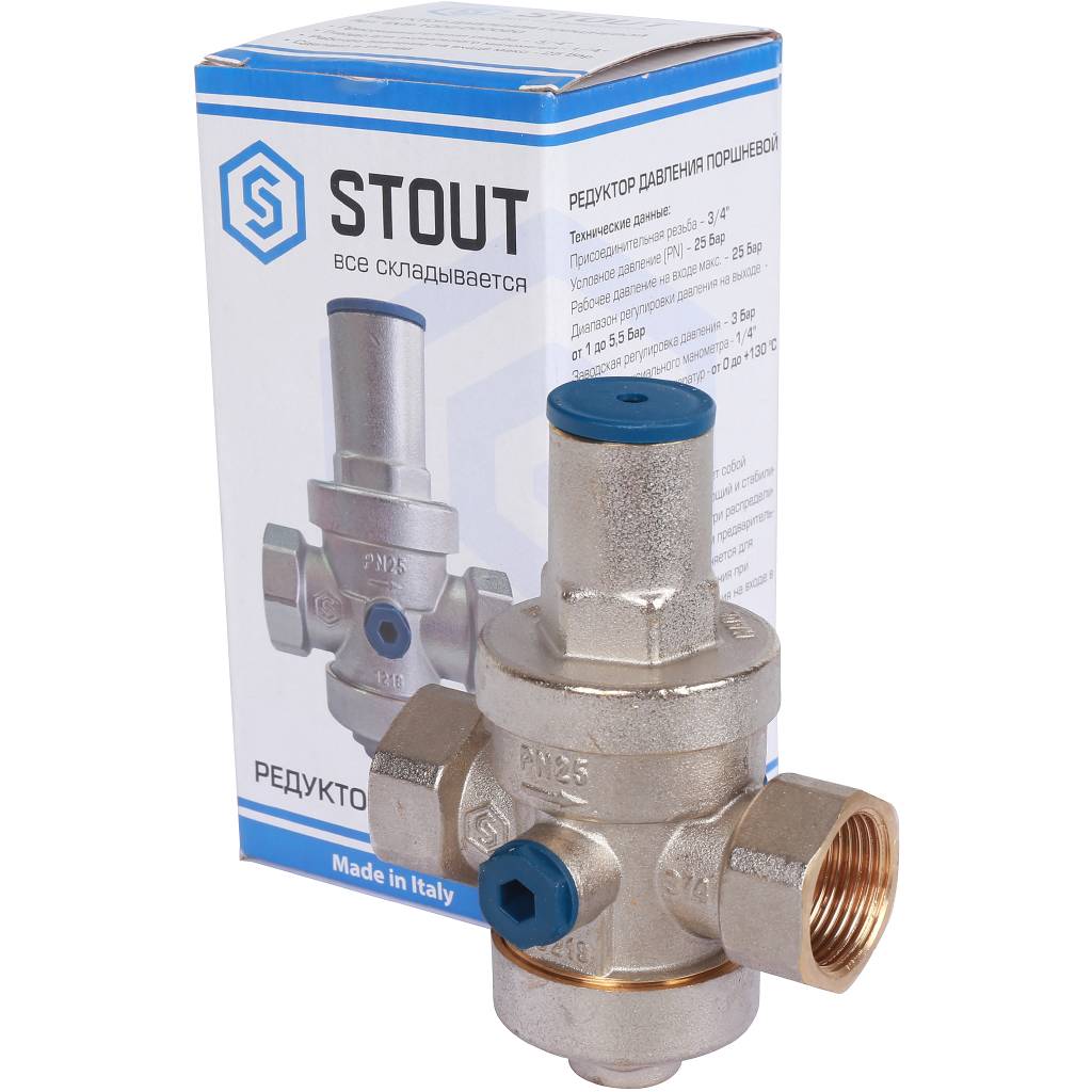 STOUT  Редуктор давления PN25 вн/вн 3/4  с выходом под манометр, SVS-1008-000020