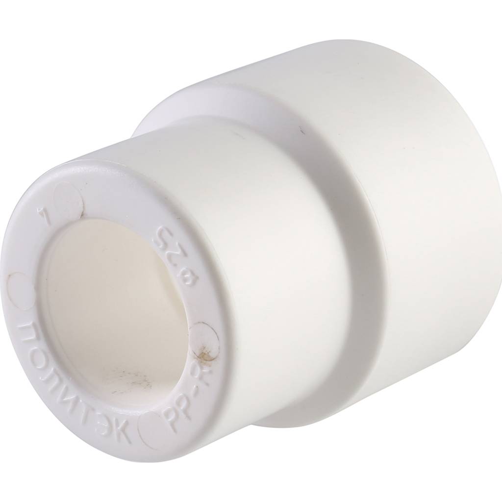 Муфта переходная внутр./наруж. Политэк 25х20 для полипропиленовых труб под сварку (цвет белый)