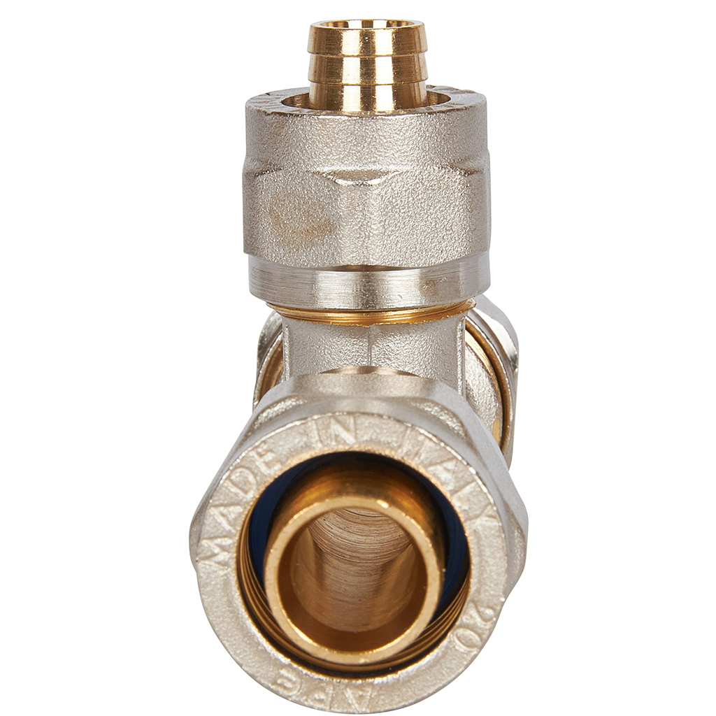 Тройник переходной STOUT 20х16х20 для металлопластиковых труб винтовой, SFS-0010-201620