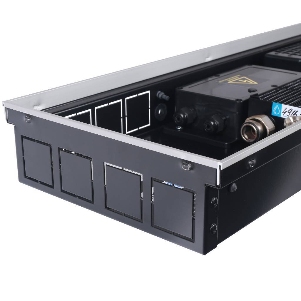 Внутрипольный конвектор STOUT SCQ-1100 75х240х1500 (Решётка роликовая) правое подключение, SCQ-1100-0724150