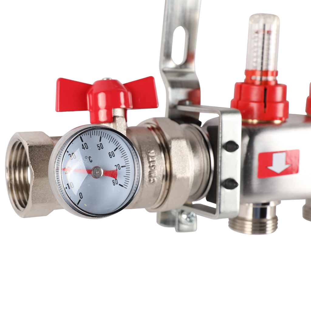 Коллектор из нержавеющей стали в сборе с расходомерами ROMMER 5 выходов