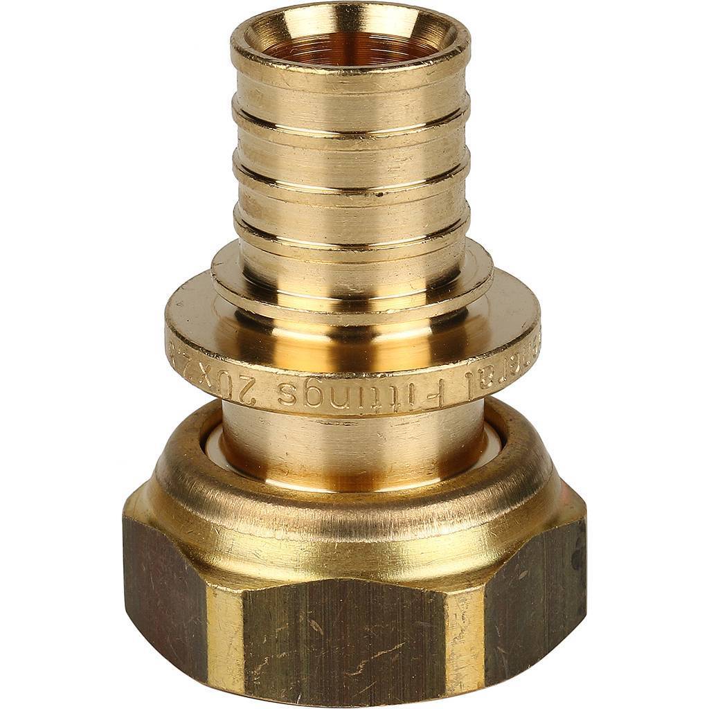 Переходник STOUT с накидной гайкой (евроконус) 20xG 3/4 для труб из сшитого полиэтилена аксиальный