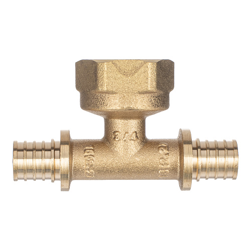 Тройник аксиальный, латунь, внутренняя резьба,16х3/4, желтый, RTP