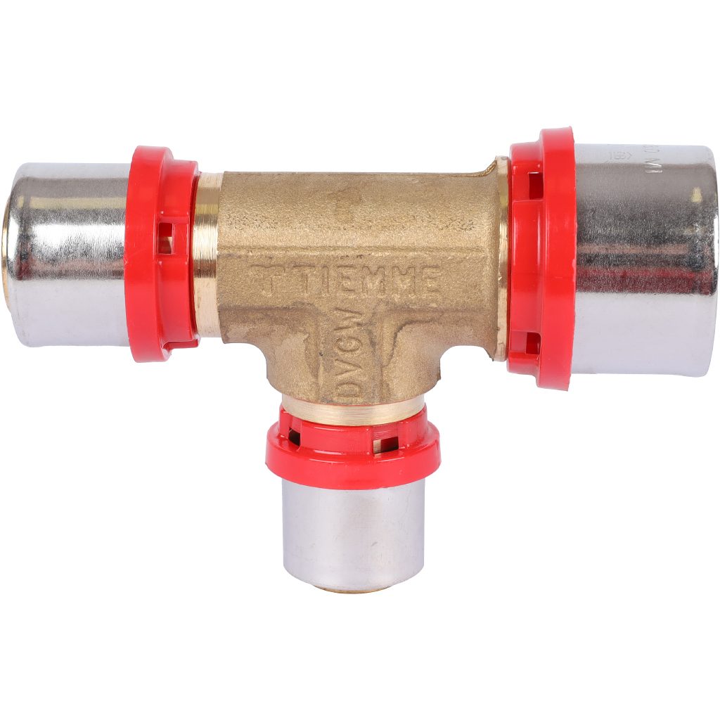 Тройник TIEMME редукционный 32x20x26 для металлопластиковых труб прессовой, 1650136