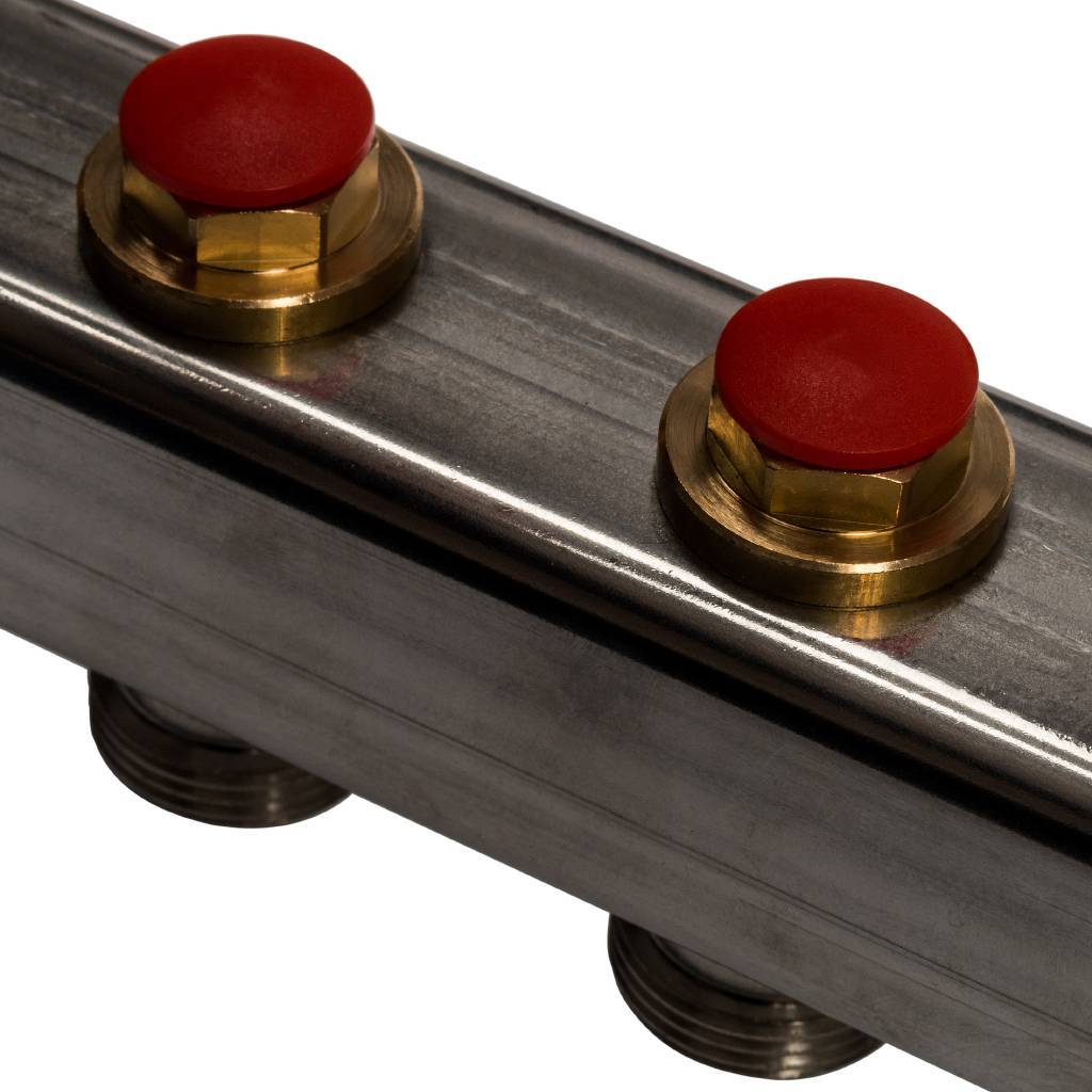 Коллектор из нержавеющей стали без расходомеров, с клапаном вып. воздуха и сливом STOUT 11 выходов, SMS-0932-000011