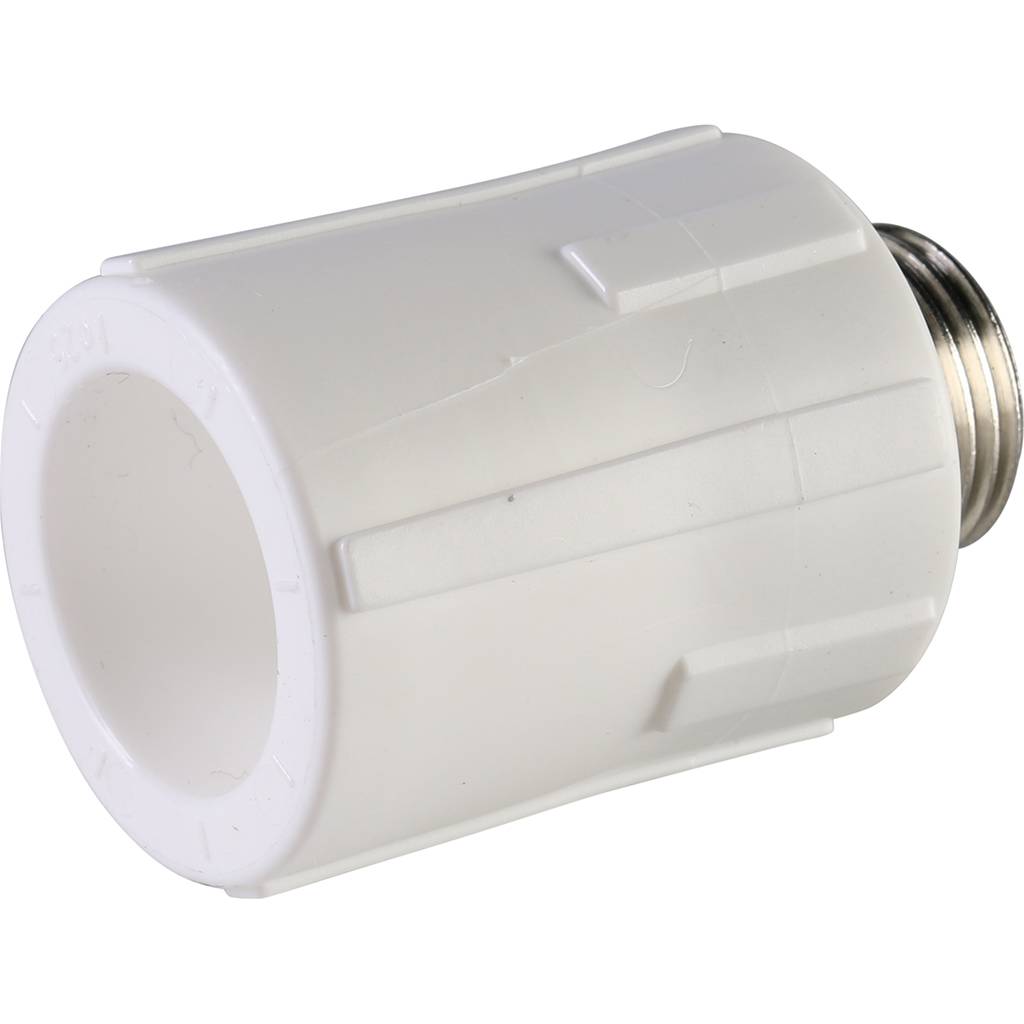 Муфта комбинированная Политэк 25х1/2 наруж. резьба для полипропиленовых труб под сварку (цвет белый), 9000002512