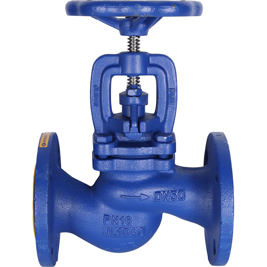 Клапан запорный ZETKAMA 215A Ду50 Ру16 фланцевый из чугуна, 215A050C00