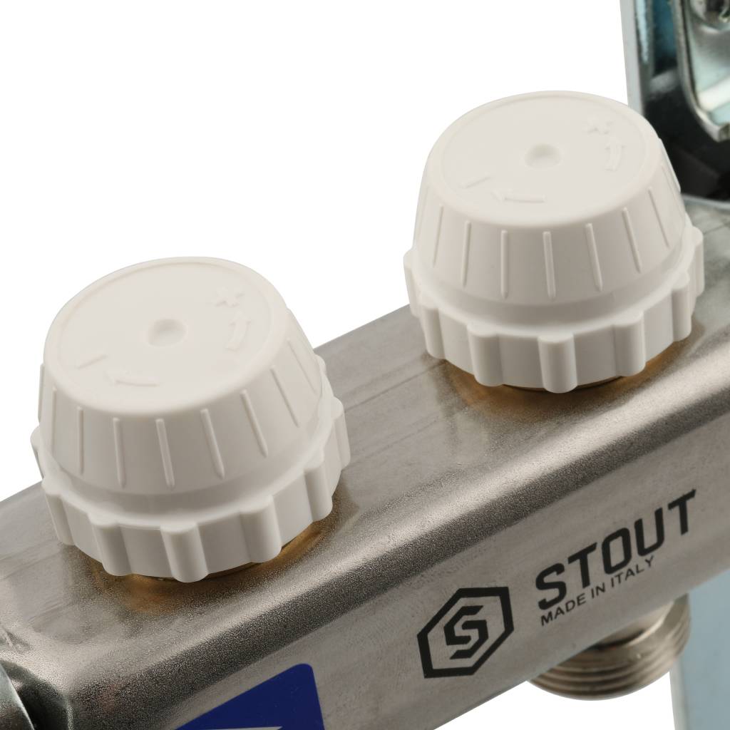 Коллектор из нержавеющей стали STOUT без расходомеров 2 вых., SMS 0922 000002