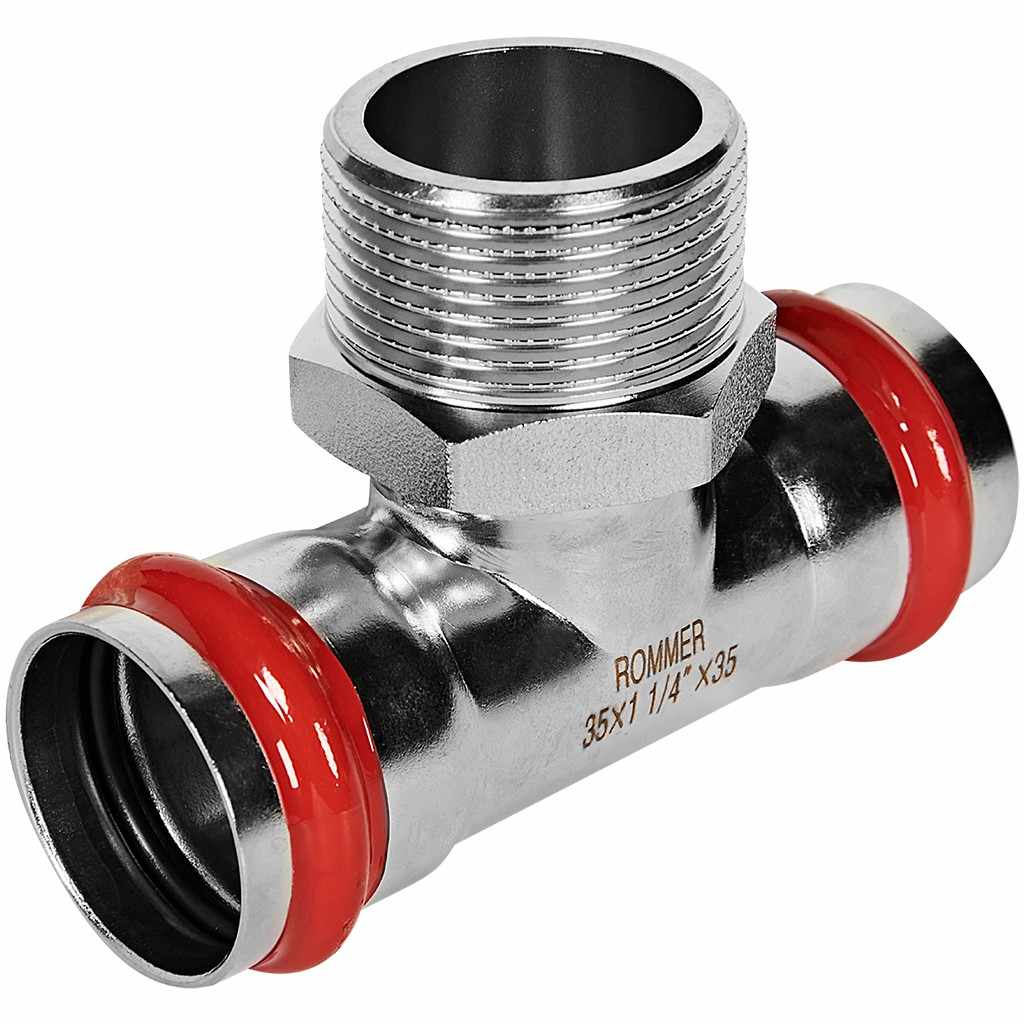 Тройник-Переходник ROMMER ВПр-НР, 35х11/4, из нержавеющей стали прессовой, RSS-1016-035114