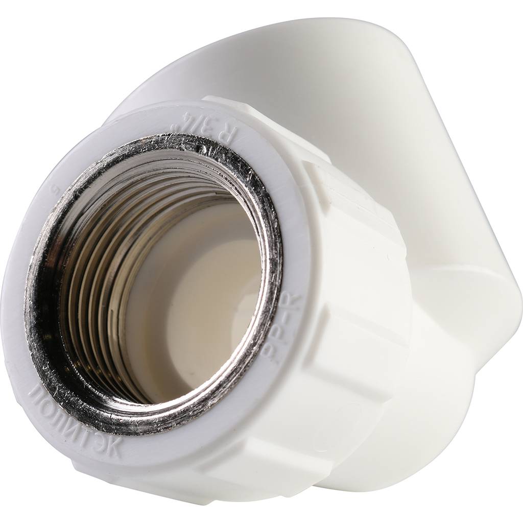 Угольник Политэк 32x3/4 с внутренней резьбой для полипропиленовых труб под сварку (цвет белый), 9400003234