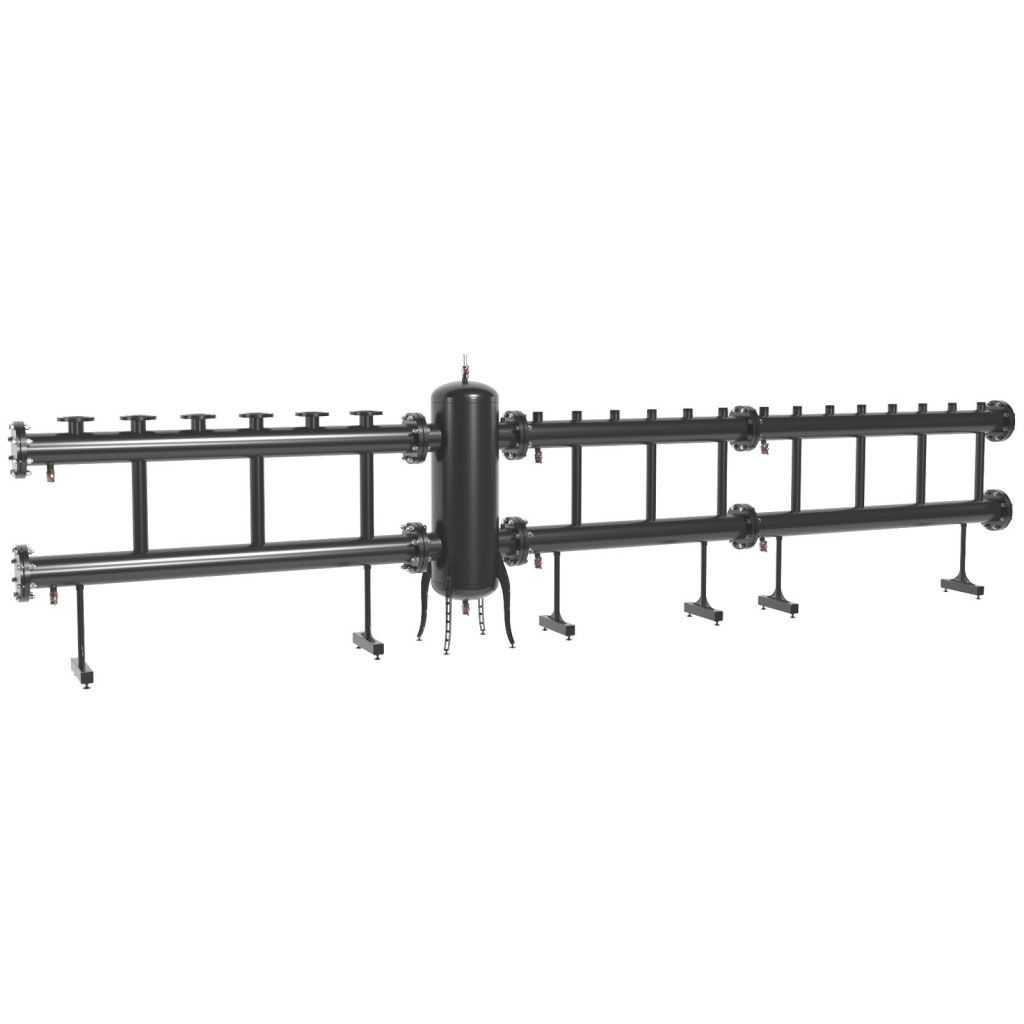 Модульный коллектор GIDRUSS MK-2000-4x50 (до 2 мВт, 2 магистр. подкл. Фл.Ду150, 4 контура G 2 вверх)